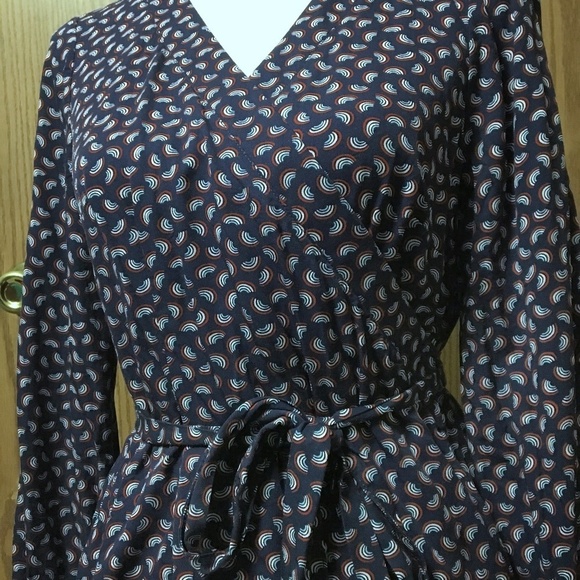 Boden Navy Rainbow Arc Wrap Blouse - Picture 7 of 7